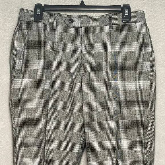 Bar III Suit Separates Men's 30x30 Dress Pants Slim Fit Black/White Plaid NEW